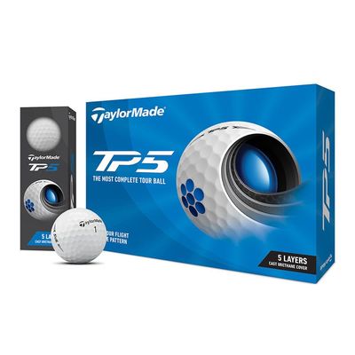 Taylor Made TP5 Golf Balls, 5 Pieces, 2021 Model, White