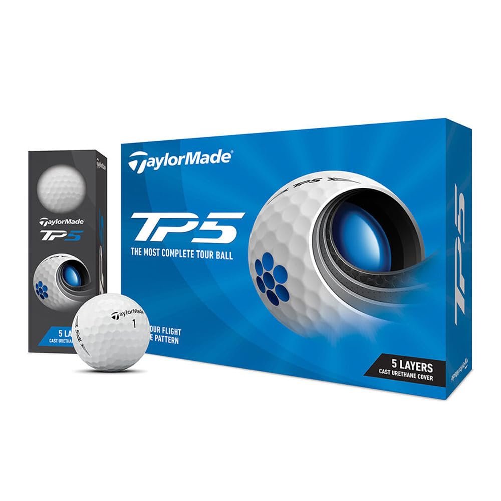 Taylor Made TP5 Golf Balls, 5 Pieces, 2021 Model, White