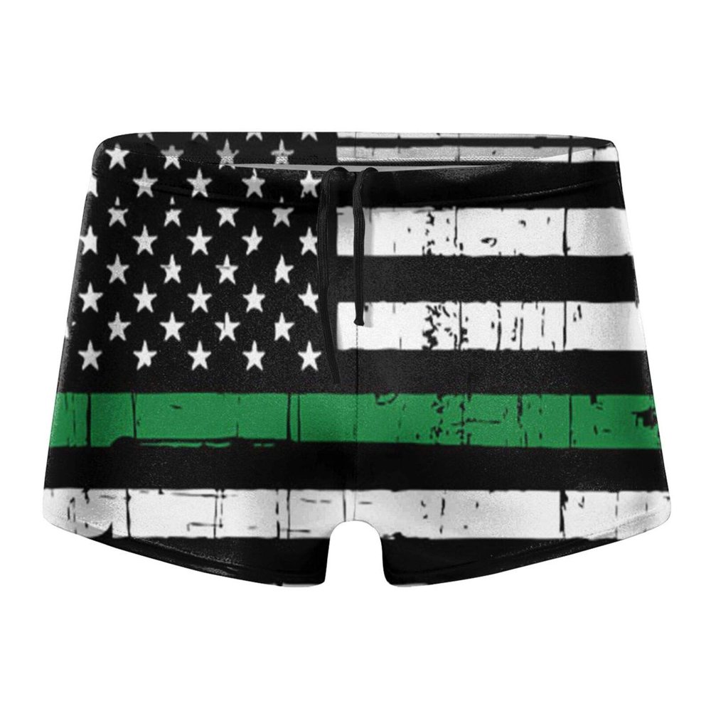 Alpsport Men'S American Flag Swimwear Boxer Briefs Swim Trunk Triangle Thong Bikini Swimsuit