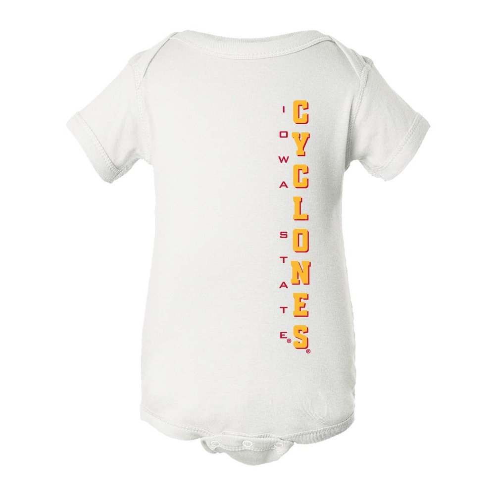 CornBorn Iowa State Cyclones Baby Bodysuit - Iowa State Cyclones Vertical - White - 18M