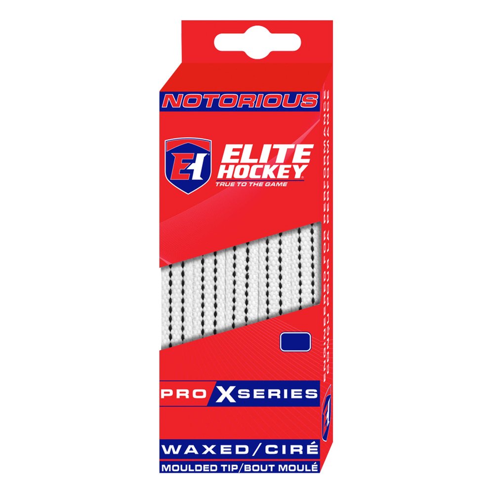 Elite Hockey, Notorious Pro X Series, Waxed Ice Hockey Skate Laces, One Pair (White, 84 inches)