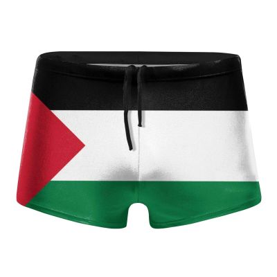 Alpsport Men'S Flag of Palestine Swimwear Boxer Briefs Swim Trunk Triangle Thong Bikini Swimsuit
