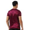 ACSUSS Men Shiny Satin V Neck Short Sleeve Solid Color T-Shirt Loose Pajamas Crop Tops Sleepwear Burgundy XX-Large view 4