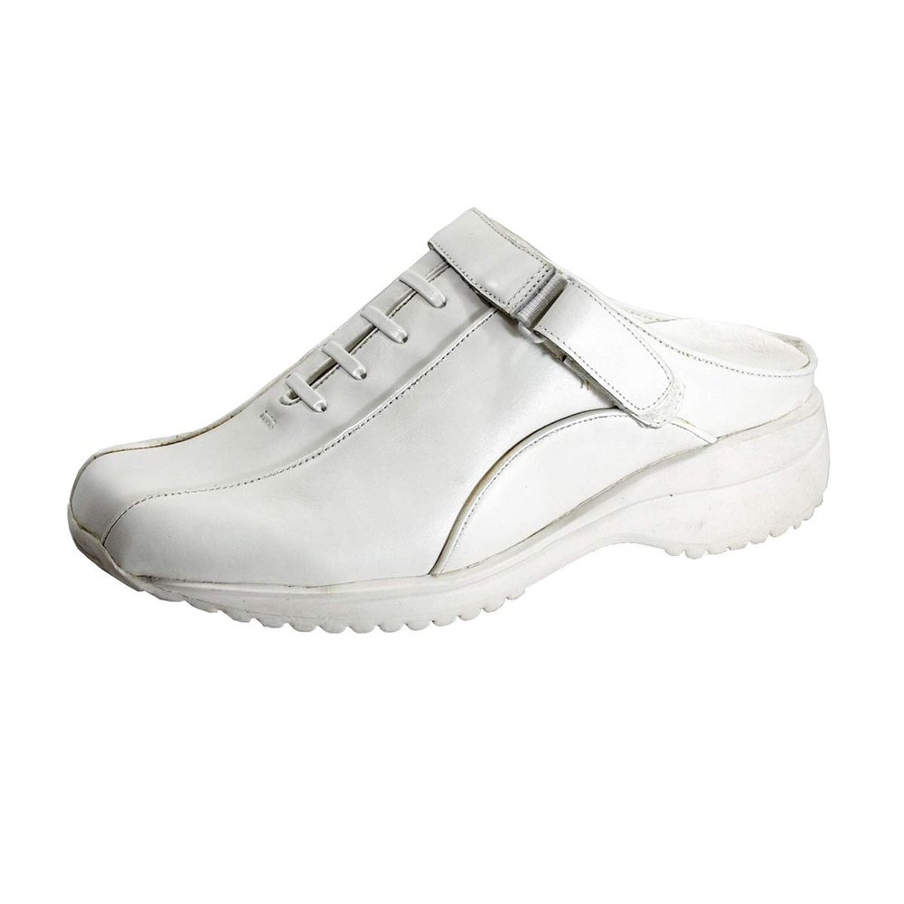 24 Hour Comfort Britney (1872) Women's Wide Width Leather Clogs White 6
