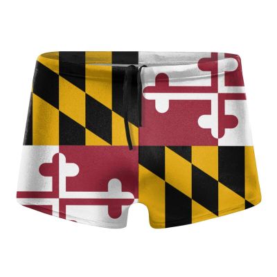 Alpsport Men'S Flag of Maryland Swimwear Boxer Briefs Swim Trunk Triangle Thong Bikini Swimsuit