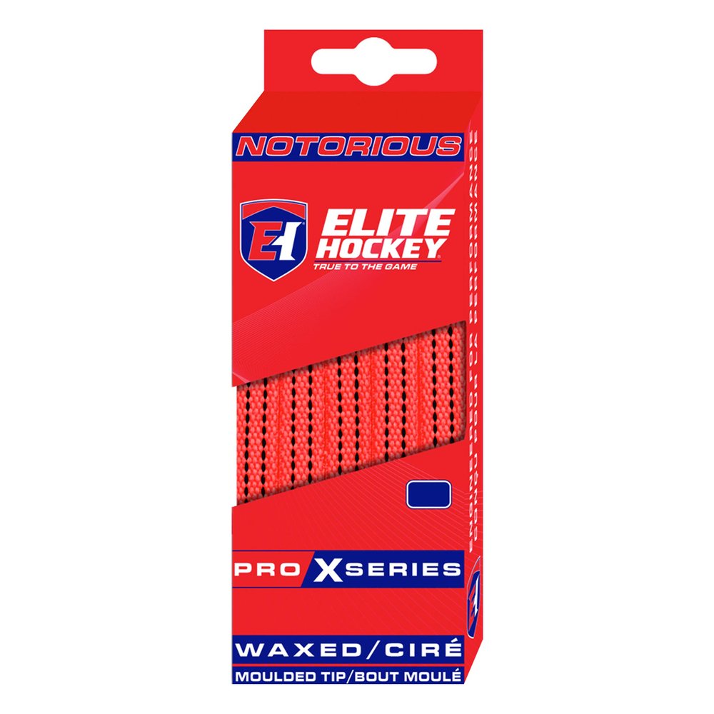 Elite Hockey, Notorious Pro X Series, Waxed Ice Hockey Skate Laces, One Pair (Red, 84 inches)