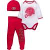 Gerber NFL baby boys 3 Pack Bodysuit Registry Gift Set Girls FOOTED PANT AND CAP, Team Color, 3-6 Months US view 1