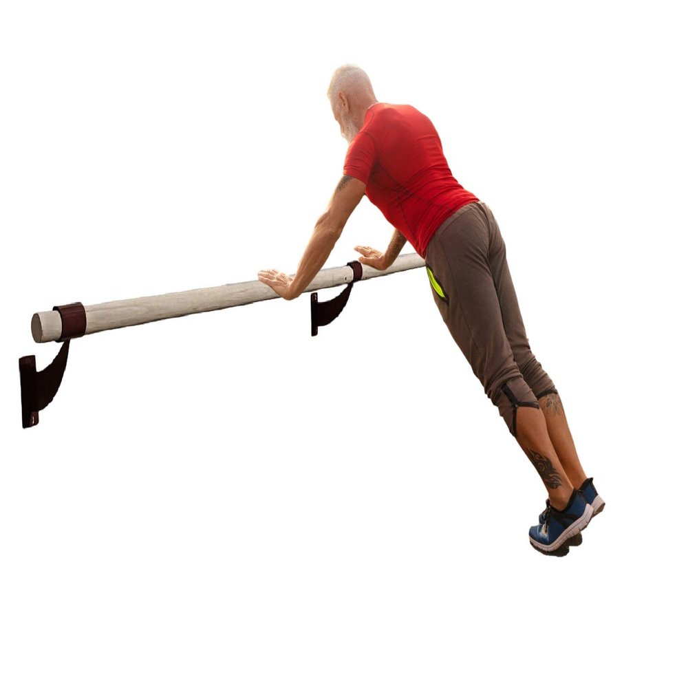 Athletic Bar Physical Therapy Rehabilitation Parallel Bars 4 FT Long 1.5 Diameter, Fixed Height Wall Mount made from Traditional Wood, Brackets,ncluded Assist Rail for Handle and Grab Bar, Safety Stability Bar (Black)