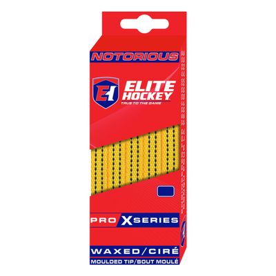 Elite Hockey, Notorious Pro X Series, Waxed Ice Hockey Skate Laces, One Pair (Yellow, 120 inches)