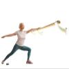 Athletic Bar Rehabilitation Bars, Parallel Bars, 4 FT Long, 1.5' Diameter, Fixed Height Wall Mount, Made from American Oakwood, Includes Brackets, Steel, Yellow view 1