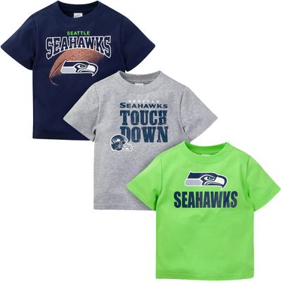 NFL Seattle Seahawks 3 Pack Short Sleeve Team Fan Tee Shirt, Blue/Green/Grey Seattle Seahawks New, 12 Months
