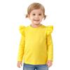 Magic Park 12M-14Y Baby Girl Blouse Toddler Short Long Ruffle T-Shirts Kids Girl Solid Color Tee Casual Tops for Girls (0032G_Yellow, 3-4 Years) view 1