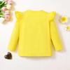 Magic Park 12M-14Y Baby Girl Blouse Toddler Short Long Ruffle T-Shirts Kids Girl Solid Color Tee Casual Tops for Girls (0032G_Yellow, 3-4 Years) view 2