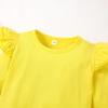 Magic Park 12M-14Y Baby Girl Blouse Toddler Short Long Ruffle T-Shirts Kids Girl Solid Color Tee Casual Tops for Girls (0032G_Yellow, 3-4 Years) view 3