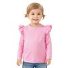 Magic Park 12M-14Y Baby Girl Blouse Toddler Short Long Ruffle T-Shirts Kids Girl Solid Color Tee Casual Tops for Girls (0032D_Pink, 2-3 Years) view 1