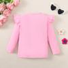 Magic Park 12M-14Y Baby Girl Blouse Toddler Short Long Ruffle T-Shirts Kids Girl Solid Color Tee Casual Tops for Girls (0032D_Pink, 2-3 Years) view 3
