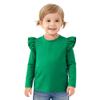Magic Park 12M-14Y Baby Girl Blouse Toddler Short Long Ruffle T-Shirts Kids Girl Solid Color Tee Casual Tops for Girls (0032F_Green, 3-4 Years) view 1