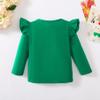 Magic Park 12M-14Y Baby Girl Blouse Toddler Short Long Ruffle T-Shirts Kids Girl Solid Color Tee Casual Tops for Girls (0032F_Green, 3-4 Years) view 2