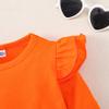Magic Park 12M-14Y Baby Girl Blouse Toddler Short Long Ruffle T-Shirts Kids Girl Solid Color Tee Casual Tops for Girls (0032H_Orange, 3-4 Years) view 3