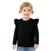 Magic Park 12M-14Y Baby Girl Blouse Toddler Short Long Ruffle T-Shirts Kids Girl Solid Color Tee Casual Tops for Girls (0032A_Black, 5-6 Years) view 1