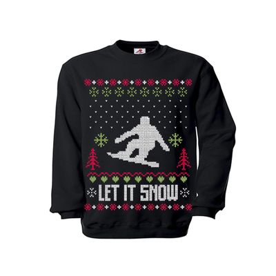 Copytec Jumper Let It Snow Snowboard Winter Sports Snow Mountains Ski Merry Xmas #35835, black, Medium