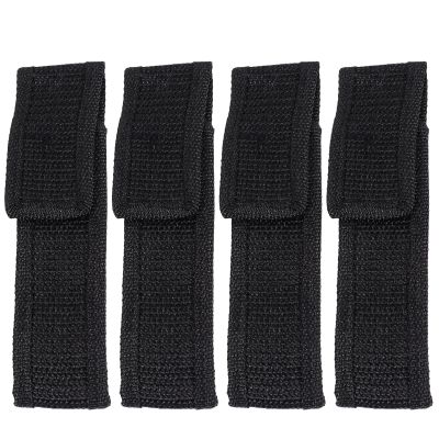 4Pcs Flashlight Pouch Flashlight Holder Belt Pouch Carry Case Electric Torch Storage Bag for Outdoor Hiking Backpacking Black