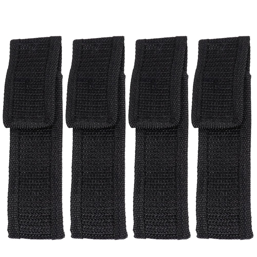 4Pcs Flashlight Pouch Flashlight Holder Belt Pouch Carry Case Electric Torch Storage Bag for Outdoor Hiking Backpacking Black