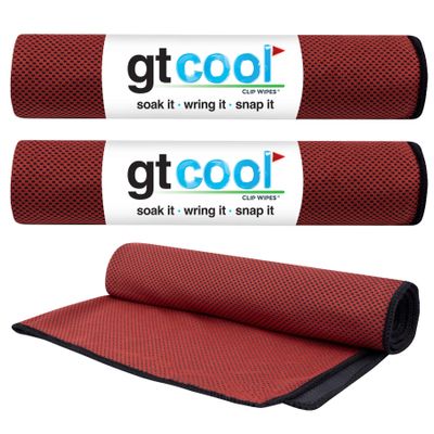 GT Cool Towel 3 Pack | 16"x36" | Cooling Towel for Golf, Outdoors & Athletics | Chill Cloth for HOT Days. (Red-3Pack)