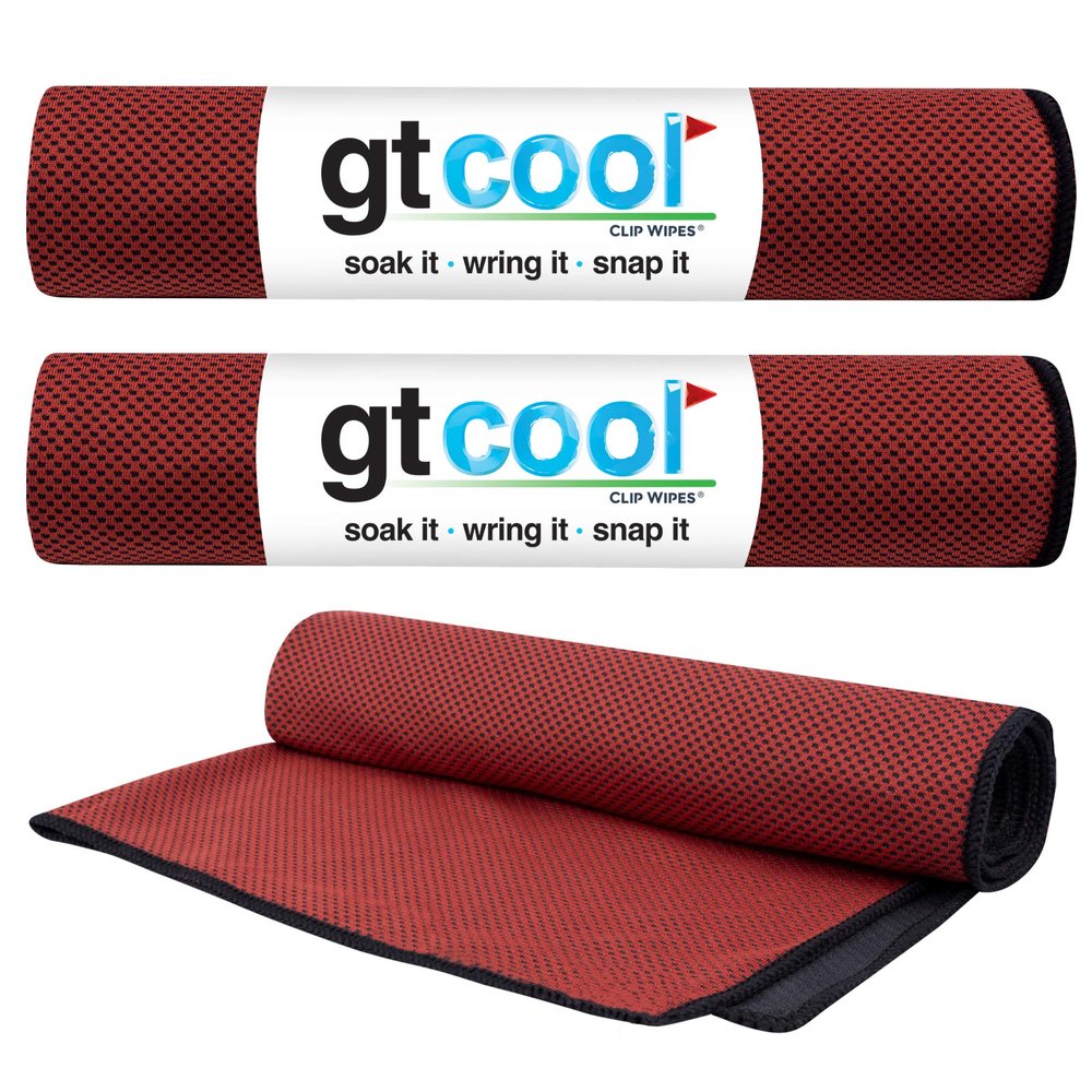 GT Cool Towel 3 Pack | 16"x36" | Cooling Towel for Golf, Outdoors & Athletics | Chill Cloth for HOT Days. (Red-3Pack)