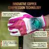 Copper Tech Ladies Golf Gloves Women Right Handed Golfer or Left Handed Golfer 2 Pack | Copper Compression Joint Support with Flexible & Comfortable Fit (White/Fuchsia, Medium-Large, Left) view 4