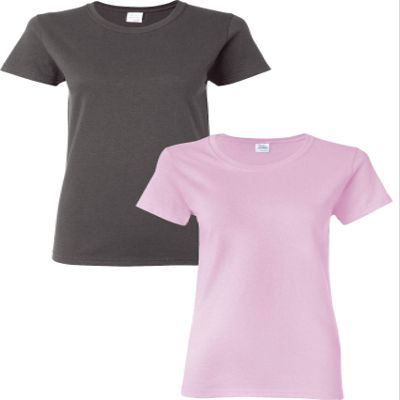 Gildan Heavy Cotton Ladies' T-Shirt, 2-Pack LRG-Charcoal-LightPink