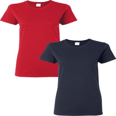 Gildan Heavy Cotton Ladies' T-Shirt, 2-Pack LRG-Red-Navy
