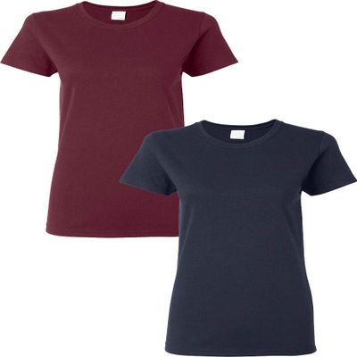 Gildan Heavy Cotton Ladies' T-Shirt, 2-Pack MED-Maroon-Navy
