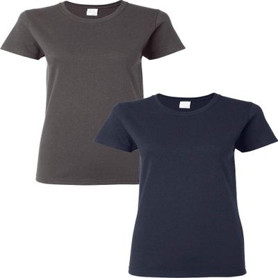 Gildan Heavy Cotton Ladies' T-Shirt, 2-Pack XL-Charcoal-Navy