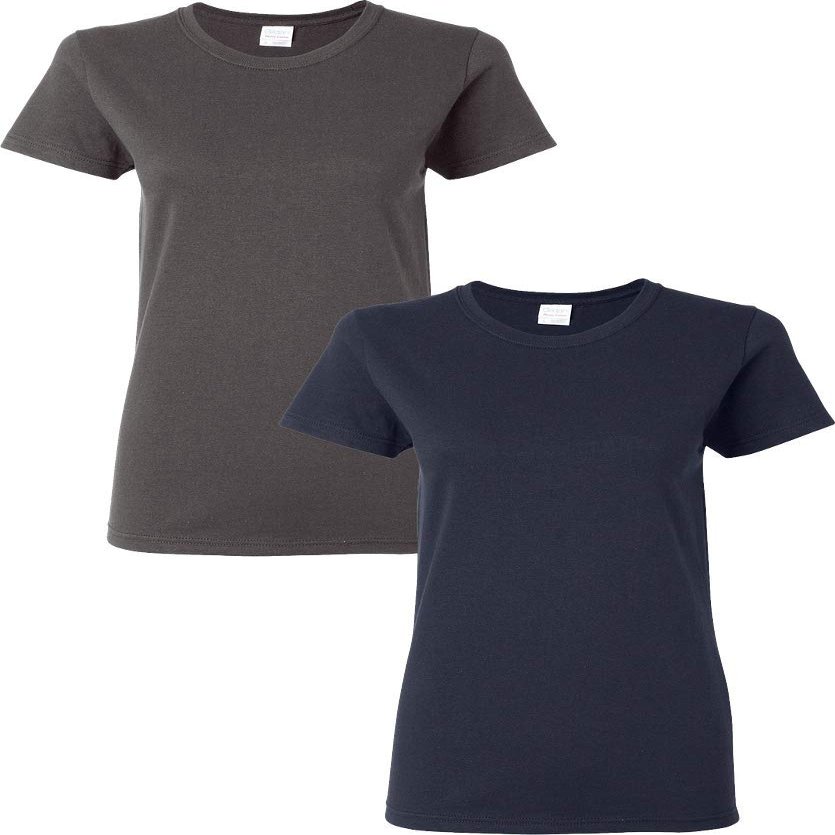 Gildan Heavy Cotton Ladies' T-Shirt, 2-Pack XL-Charcoal-Navy