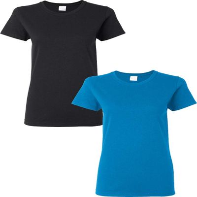 Gildan Heavy Cotton Ladies' T-Shirt, 2-Pack MED-Black-Sapphire