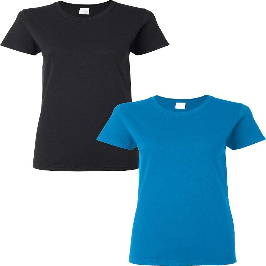 Gildan Heavy Cotton Ladies' T-Shirt, 2-Pack MED-Black-Sapphire