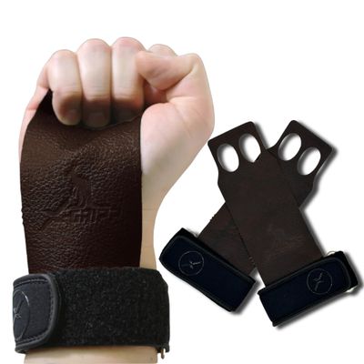 XEIRPRO X-GRIPP: Kangaroo Leather Hand Grips for Weight Lifting, and Cross Training - Gymnastics, Grips for Men and Women for Muscle and Pull ups - Tactical Grips (2 Fingers, Chocolate Mocha, Medium)