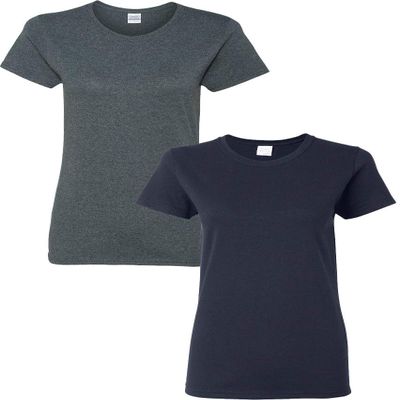 Gildan Heavy Cotton Ladies' T-Shirt, 2-Pack LRG-Dark Heather-Navy