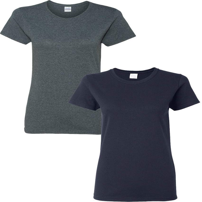 Gildan Heavy Cotton Ladies' T-Shirt, 2-Pack LRG-Dark Heather-Navy