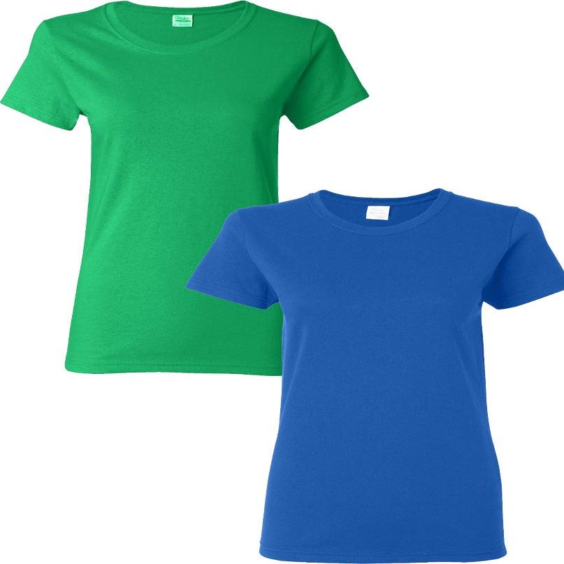 Gildan Heavy Cotton Ladies' T-Shirt, 2-Pack LRG-Irish Green-Royal