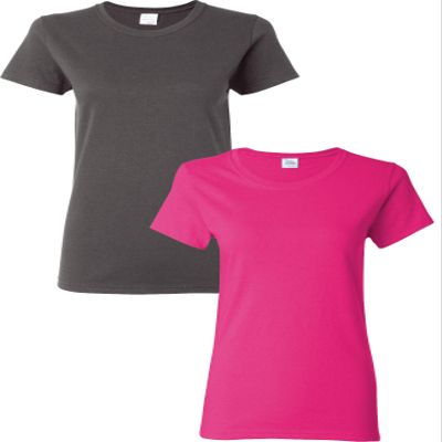 Gildan Heavy Cotton Ladies' T-Shirt, 2-Pack LRG-Charcoal-Heliconia