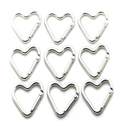 Pack 50 Heart Shaped Aluminum Alloy Keychain Clip Carabiner Hook Key Holder by ONDEPOT (Silver)