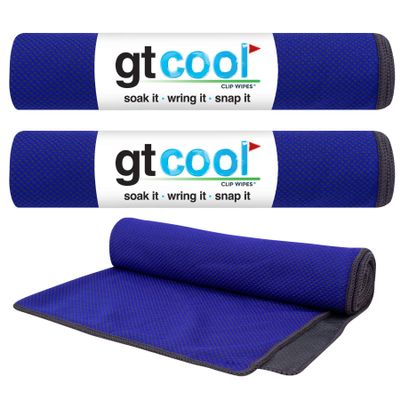 Soffle GT Cool Towel 3 Pack | 16"x36" | Cooling Towel for Golf, Outdoors & Athletics | Chill Cloth for HOT Days. (Blue-3Pack)