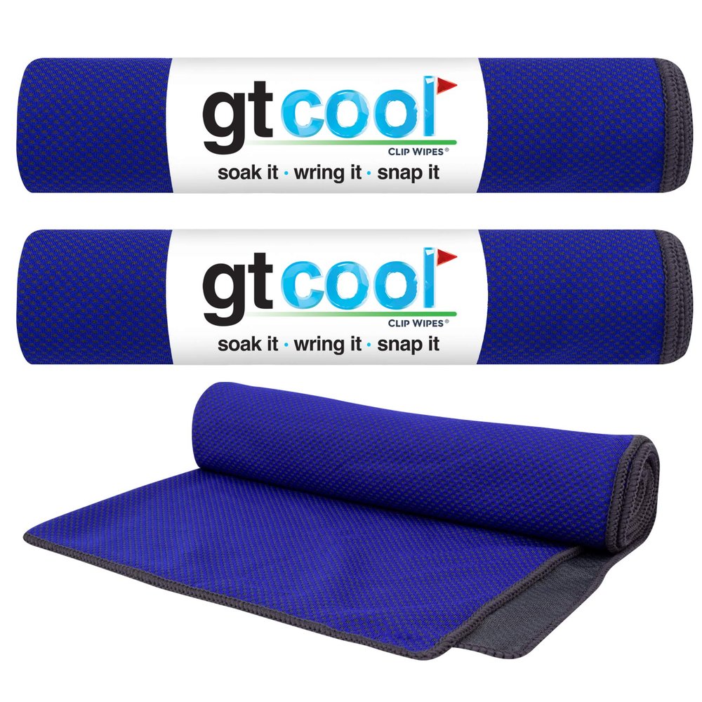 Soffle GT Cool Towel 3 Pack | 16"x36" | Cooling Towel for Golf, Outdoors & Athletics | Chill Cloth for HOT Days. (Blue-3Pack)