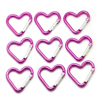 Pack 50 Heart Shaped Aluminum Alloy Keychain Clip Carabiner Hook Key Holder by ONDEPOT (Pink)