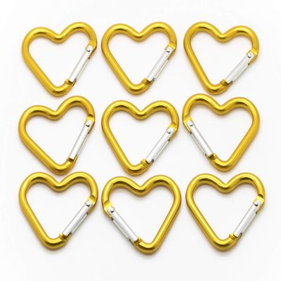 Pack 50 Heart Shaped Aluminum Alloy Keychain Clip Carabiner Hook Key Holder by ONDEPOT (Gold)