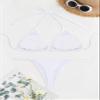 SHEKINI Women's Halter Bikini Brazilian Thong Trikini Cheeky Two Piece Swimsuits(White, Large) view 3