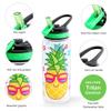 HomTune Cute Water Bottle with Straw for School Kids Girls, BPA FREE Tritan & Leak Proof & Easy Clean & Carry Handle, 23oz/ 680ml - Pineapple view 2
