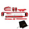 EXREIZST Adjustable Spreader Bar Set with Premium Soft Leather Pad Straps System Set Sports Aid Training Fitness Kit, Red view 1
